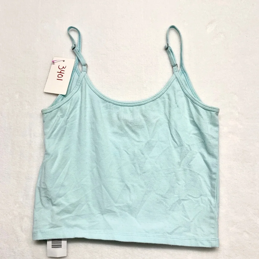 Hollister Butterfly Embroidered Cami Tank Womens Size M Light Blue Y2K‎ Cotton
